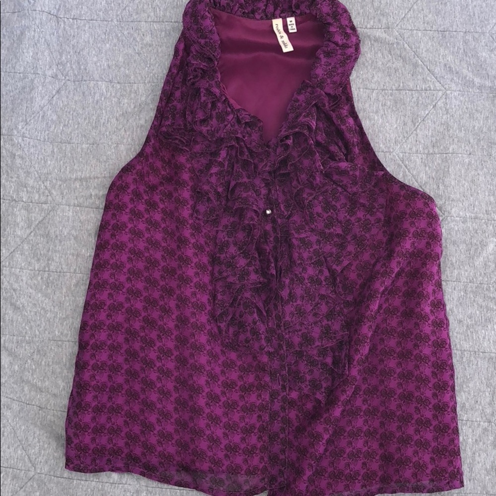 Robbi and Nikki ruffled pink silk blouse